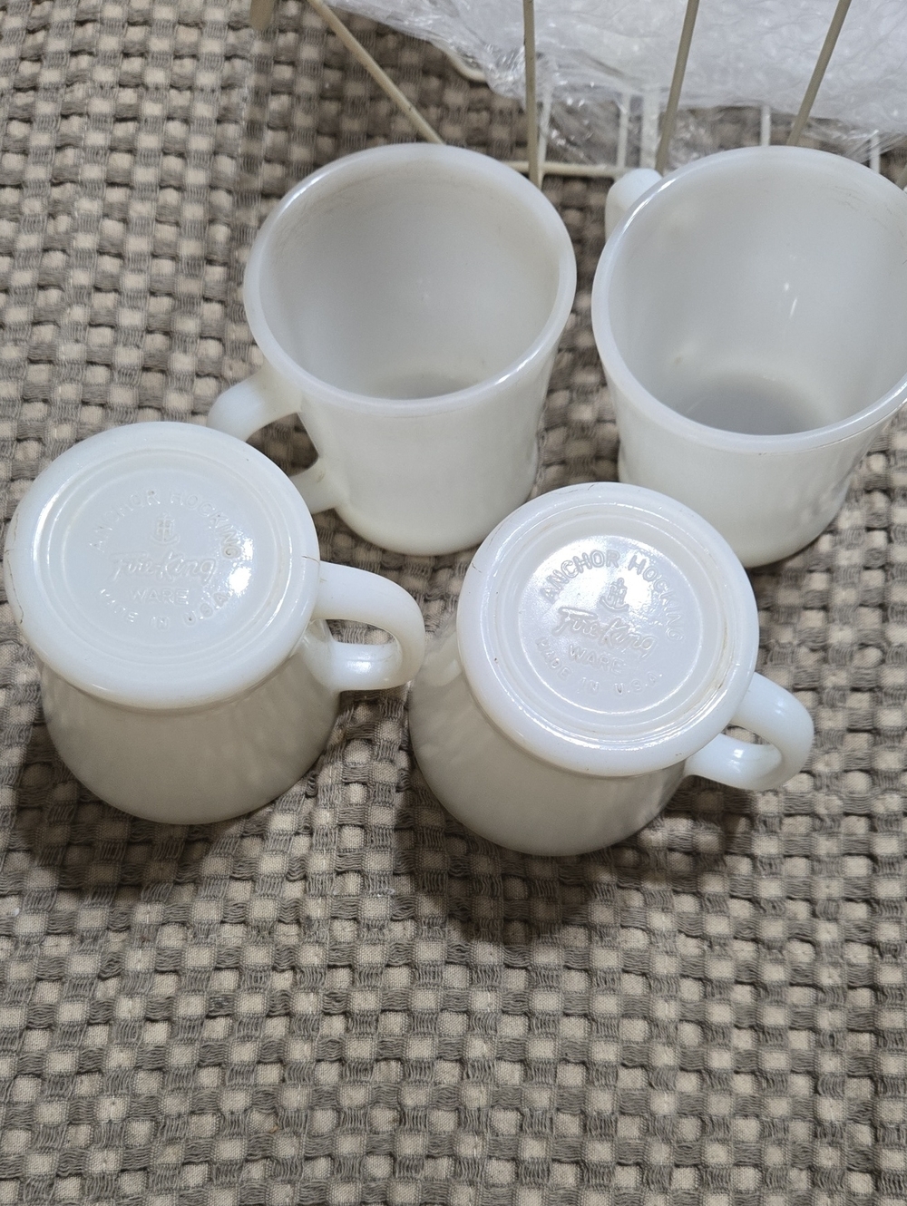Fire King, Anchor Hocking White Milk Glass Coffee Mugs - Set of 4